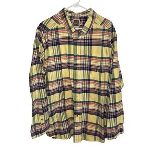 Rough Stock Panhandle Slims Men's Yellow Multicolored Plaid Shirt XXL 2XL